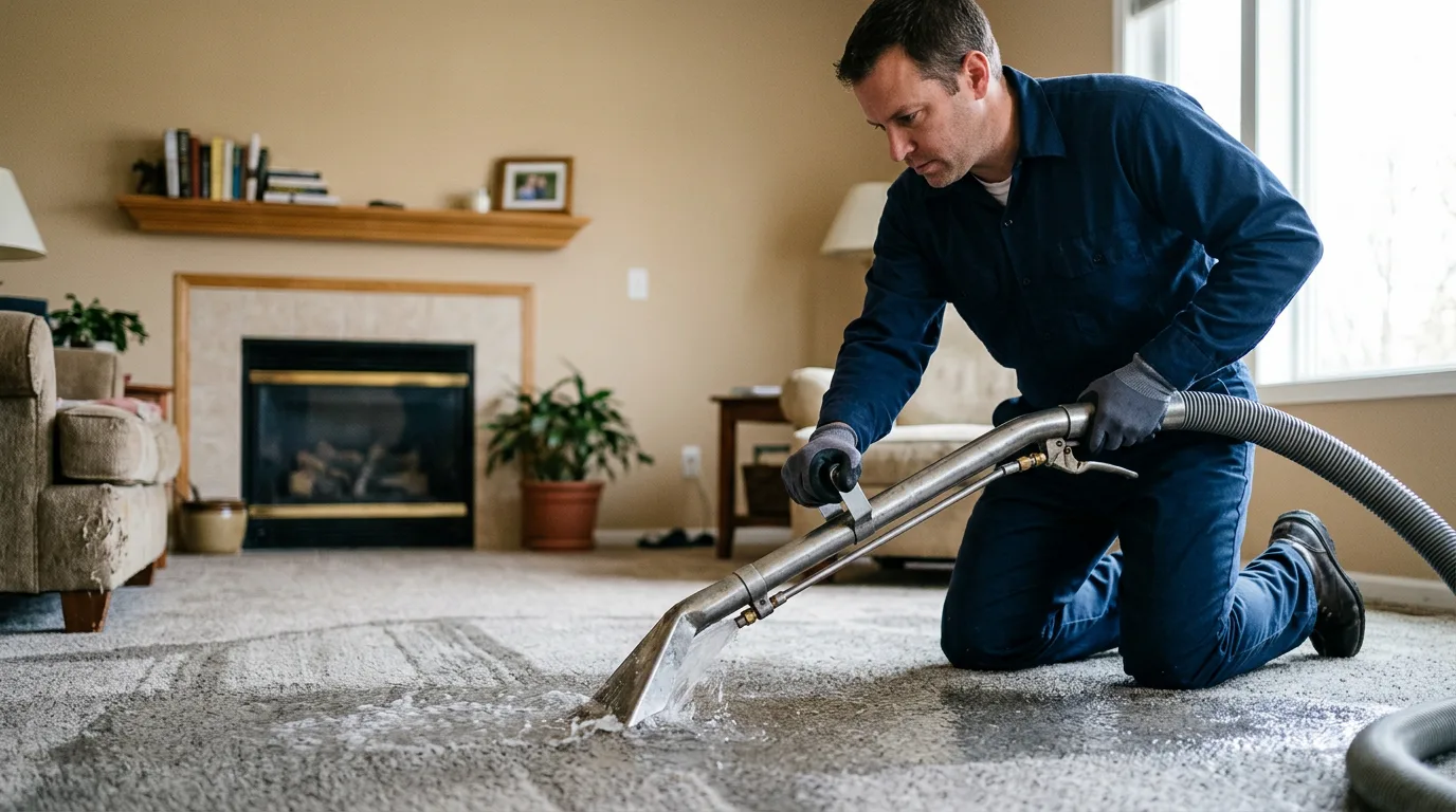 Water damage restoration technician working near Bayport, NY